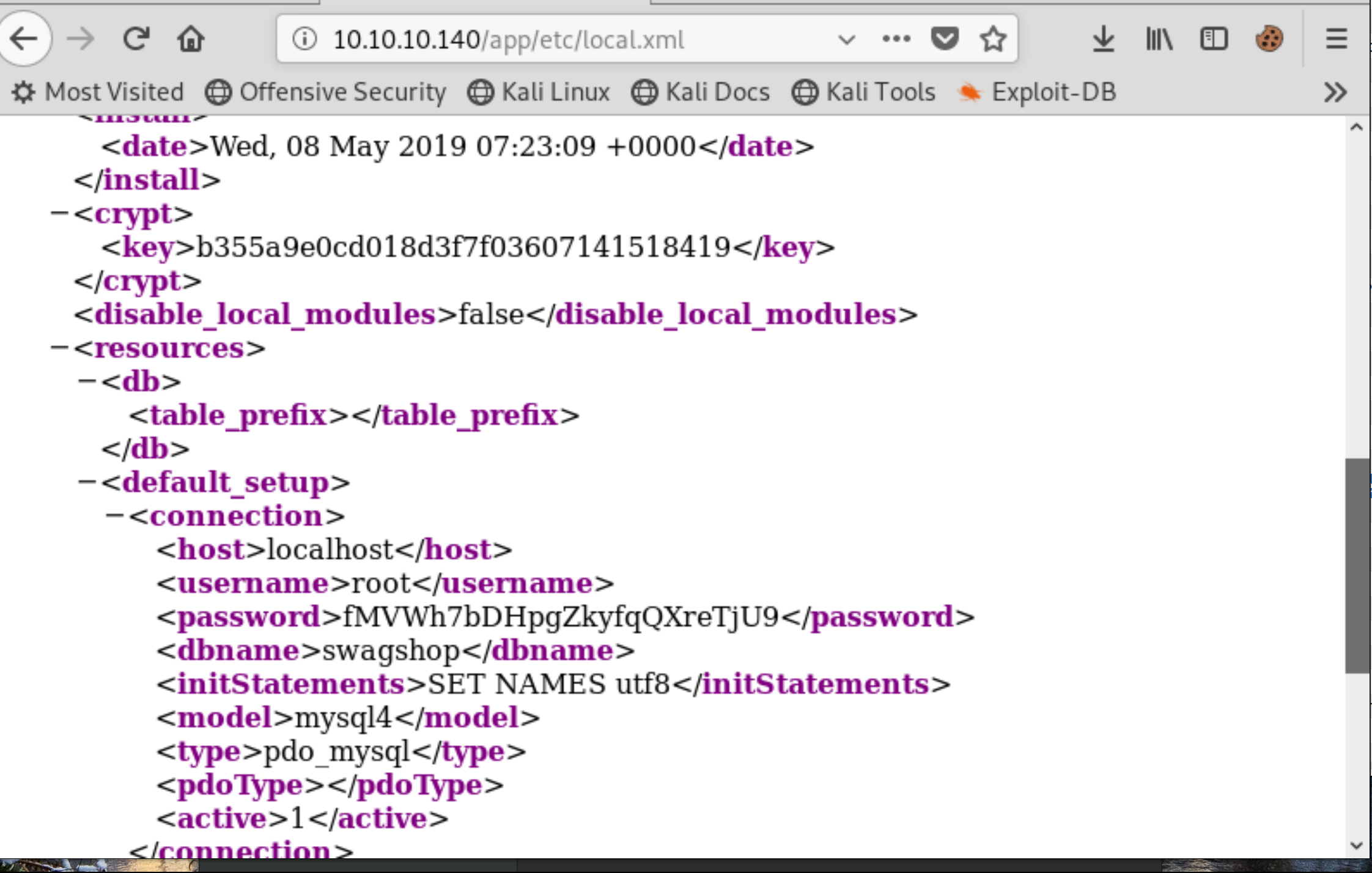 SwagShop MySQL root credentials